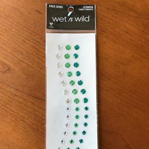 NWOT Face Gems Green and White Rhinestone Fancy
